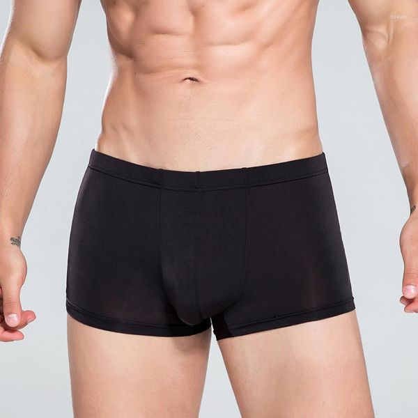 Caleçon Sexy hommes sous-vêtements Boxer Shorts glace soie U convexe doux Kilot mâle hommes Cueca Homme glisse Gay XX