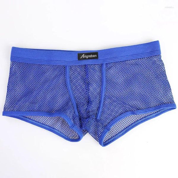 Sous-vêtements sexy hommes sous-vêtements maille respirant boxer shorts slips transparents culottes mâle voir à travers le tronc