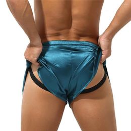 Onderbroek Sexy Mens Boxer shorts bugle zak slipje jockstrap zijden satijnen slip homme ondergoed calzoncillos hombre boksers trunks