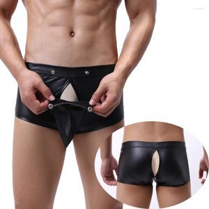 Sous-pants Sexy Mens Boxer Shorts gay sous-vêtements érotiques tentation ouverte Boxers entrejambe Man U Leather Big Penis Pocket Men's Boxershorts