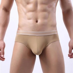 Sous-vêtements sexy pour hommes, slips en soie glacée, sous-vêtements avec poche bombée, respirants, confortables, sans couture, culottes taille basse