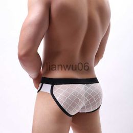 Slip Sexy Mens Mesh Sous-Vêtements Pénis Pouch Cueca Gay Slip Homme Transparent Hommes Briefs Calzoncillos Hombre Culotte Shorts HT021 J230713