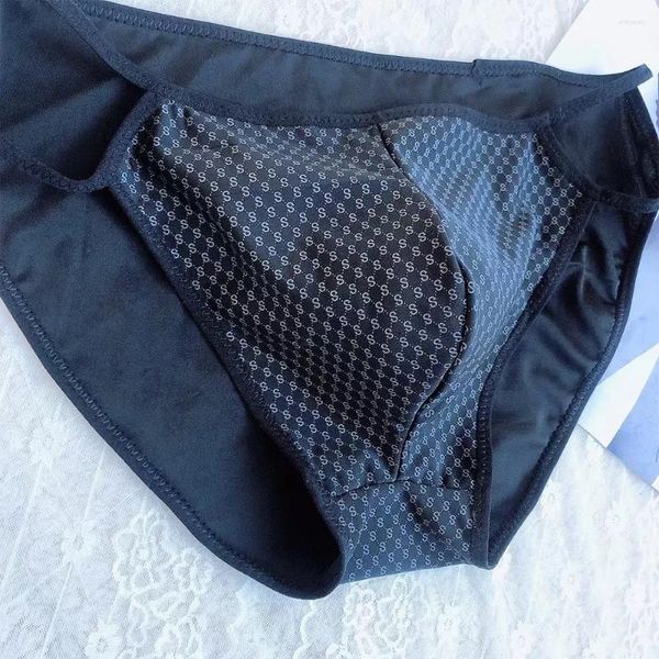 Sous-vêtements Sexy Hommes Imprimer Low Rise Slips Lingerie Bulge Poche Sous-vêtements Doux Respirant Taille M-XXL Mâle Pantalon Solide