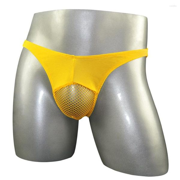 Calzoncillos Sexy para hombre Ropa interior transparente Malla Bragas transpirables Calzoncillos de bikini de tiro bajo Traje de baño Lencería Ver a través de Peni U Bolsa convexa Breve