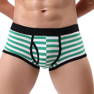 Sous-pants Sexy Mens Striped Boxers Gay Underwear 2024 Bulge Souch Shorts pour culotte mâle Boxershorts Trunks Pantalon