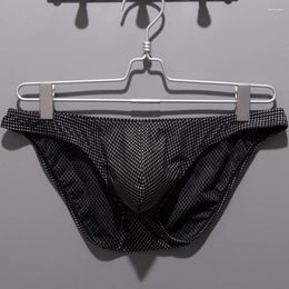 Sous-vêtements sexy hommes maillot de bain sous-vêtements lisses taille basse solide bref pochette souple culotte lingerie mâle bas vêtements de nuit