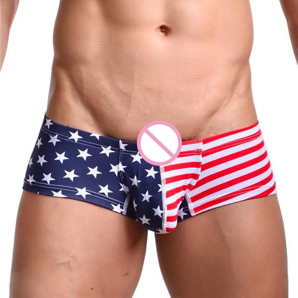 Sous-pouts Sexy Mens sous les sous-vêtements confortables Boxer Shorts USA FLAG STRYE PENIS PAUCHE PAUTES BOXERS BOXERS BOSE