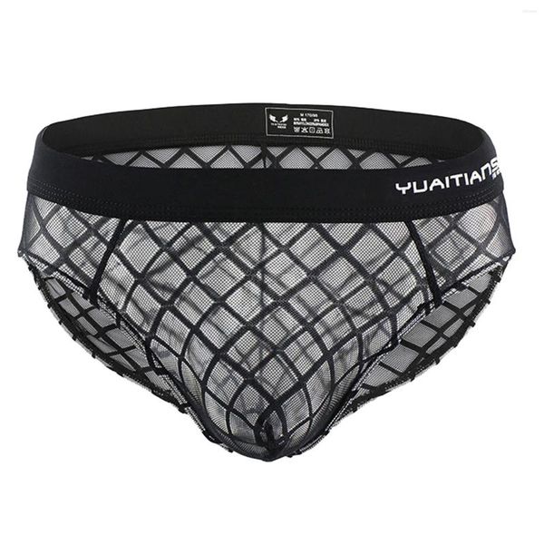 Calzoncillos calzoncillos de malla sexy ropa interior para hombre cintura baja ver a través de calzoncillos u-convexos club nocturno montar bragas fiesta clubwear masculino