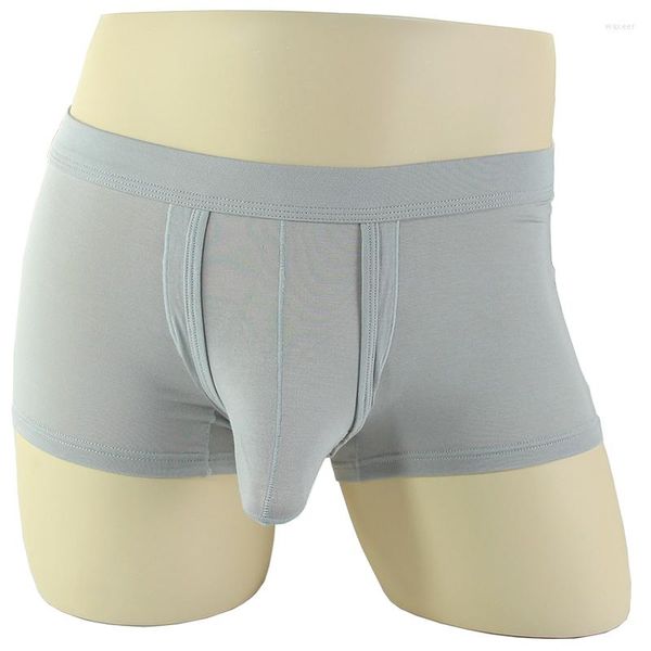 Calzoncillos bragas sexy boxeador separado ropa interior cómoda elefante nariz pantalones cortos bolsa de escroto con agujero de pene sexo para hombre