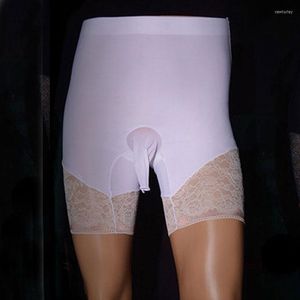 Calzoncillos Sexy Bragas Sissy High Rise Lace Ice Silk Ropa exótica Smooth Penis Pouch Cocking Ring Homme Boxer Sexi Lencería