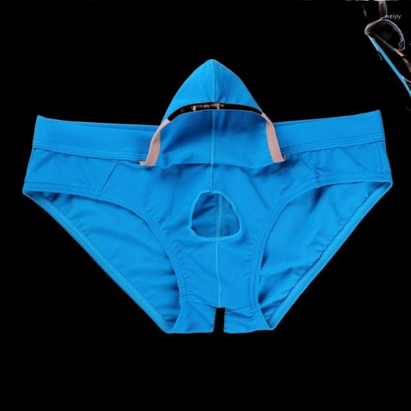 Slip Sexy pénis trou hommes sous-vêtements grand sac hommes slips taille basse ouvert avant poche Gay respirant culotte érotique