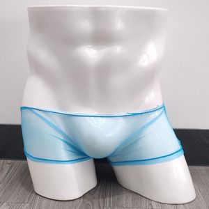 Onderbroek sexy zie door heren ondergoed transparante boksers puilen ijs zijde lage taille slipjes ademend