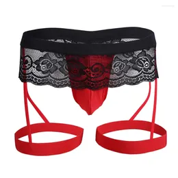 Sous-vêtements Sexy Sissy sous-vêtements en dentelle tongs améliorer la poche Gay Jock sangle solide taille basse Tanga Hombre grande taille String Homme sous-pantalon