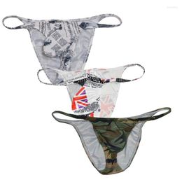 Onderbroek sexy de spaper geprinte ondergoed mannen broeken bikini mini -briefs heren super zacht gladde glad