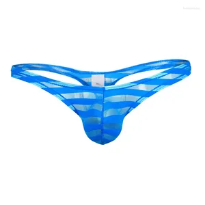 Onderbroek sexy transparante heren slips comfortabel dun ademende badmode elastiek gestreepte wit blauw zwart grijs ondergoed