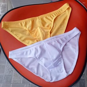 Sous-vêtements sexy U convexe poche slips hommes décontracté bref sous-vêtements élastiques taille basse culotte glace soie bikini culotte