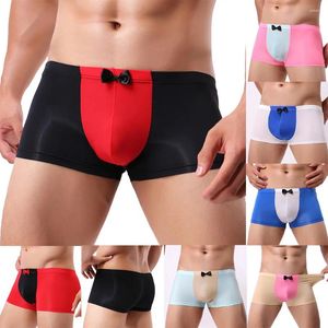 Sous-vêtements Sous-vêtements sexy pour hommes Patchwork Bow Knickers Respirant Boxer Slip Ultra-mince Short Bulge Poche Cueca
