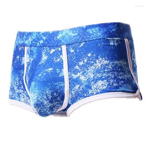 Caleçon Sexy Sous-Vêtements Hommes Boxer Shorts Imprimé Respirant Taille Basse U Poche Convexe Cueca Calzoncillos Plus La Taille M-XXL