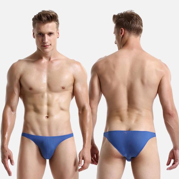 Ropa interior Sexy para hombre, calzoncillos de seda helada, bragas cómodas transparentes ultrafinas, Mini calzoncillos masculinos sin vapor, Bikini Cueca