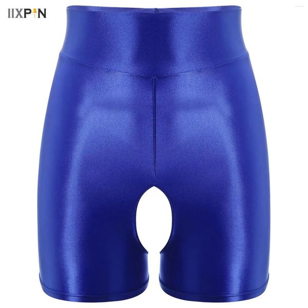 Sous-poutres brillants hommes brillants sous-vêtements stretch ouverts ouverts boxershorts de leggings hauts hauts taises masculines boxer shorts de nuit