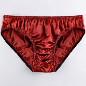 Slip Soie Hommes Sous-Vêtements Solide Couleur Comfor Triangle Brief Respirant Sexy Gays U Convex Pouch Briefs Ssisy Lingerie