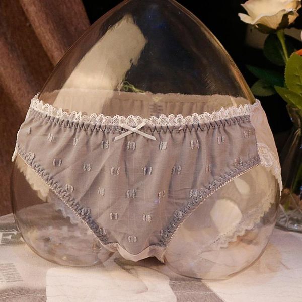 Calzoncillos Sissy con bolsa de encaje, bragas bonitas, ropa interior transparente para hombre Gay, manga de pene de seda helada, lencería erótica transpirable