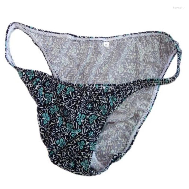 Cuecas Sissy Homens Sexy Leite Silk Bikini Briefs Calzoncillos Seamless Gay Underwear Impressão Bolsa Homens