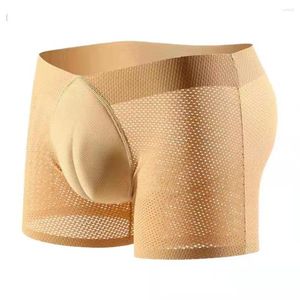 Calzoncillos Sissy Hombres Shaping Ropa interior Ocultar Gaff Bragas Malla Crossdresser Transgénero Boxer Calzoncillos Pantalones cortos sexy U Bolsa convexa Transpirable