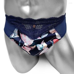 Onderbroek Sissy Slipje Voor Heren Ondergoed Slips See Through BuSexy Lingerie Bloemen Gedrukt Hoogsnijdende Crossdressers