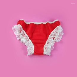Onderbroek Sissy Slipje Zijdeachtige Kant Rubber Cool Bikini Slips Ondergoed Sexy Voor Mannen Gay Jockstrap