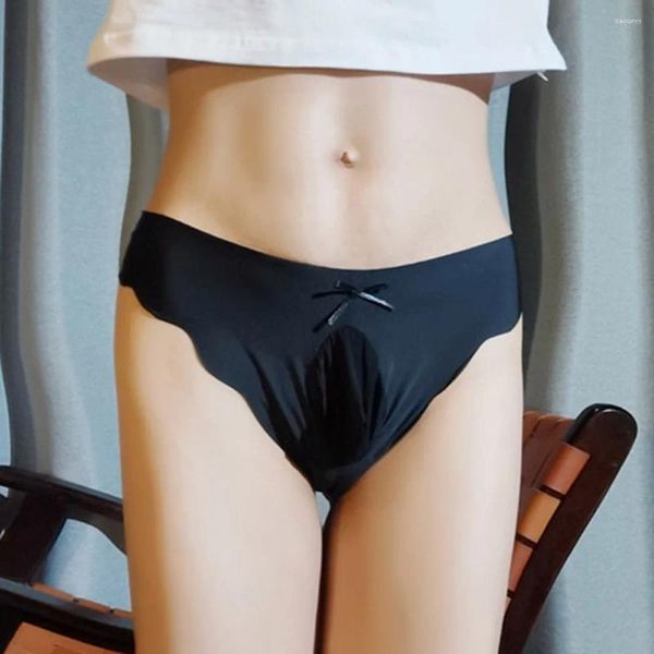 Calzuelas Sissy Pouch Basts Men Informes Sexy Sangewe Manga Shelath Seda de seda sin costura Lingería Gays imita pantalones cortos de ropa interior Tangas Knickers