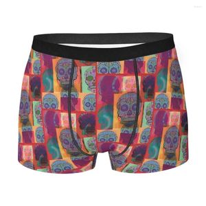 Onderbroeken Schedel Collage Heren Boxer Briefs Dag van de Doden Mexico Ademend Creatieve Top Kwaliteit Print Shorts Cadeau Idee