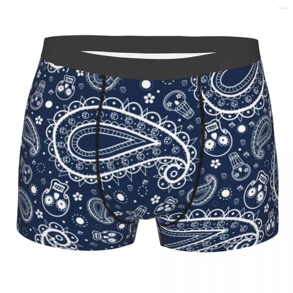 Caleçon crâne Paisley Floral Art sous-vêtements hommes Sexy imprimé personnalisé bohème Boho motif Boxer Shorts culotte