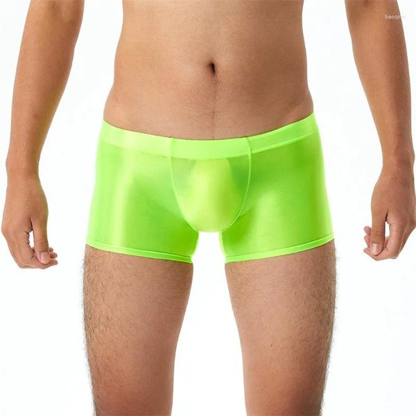 Calzoncillos lisos silky boxer resúmenes hombres sexy de nylon