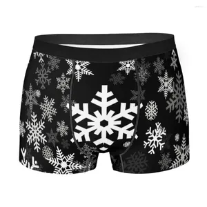 Caleçon motif flocons de neige en culotte respirante noire sous-vêtements pour hommes short aéré caleçon Boxer