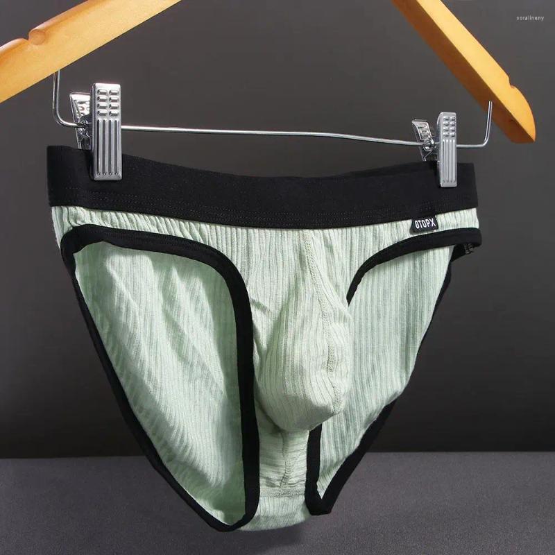 Underpants macio confortável roupa interior modal carta de cintura baixa homens tanga sexy briefs u convexo parafuso fio calcinha