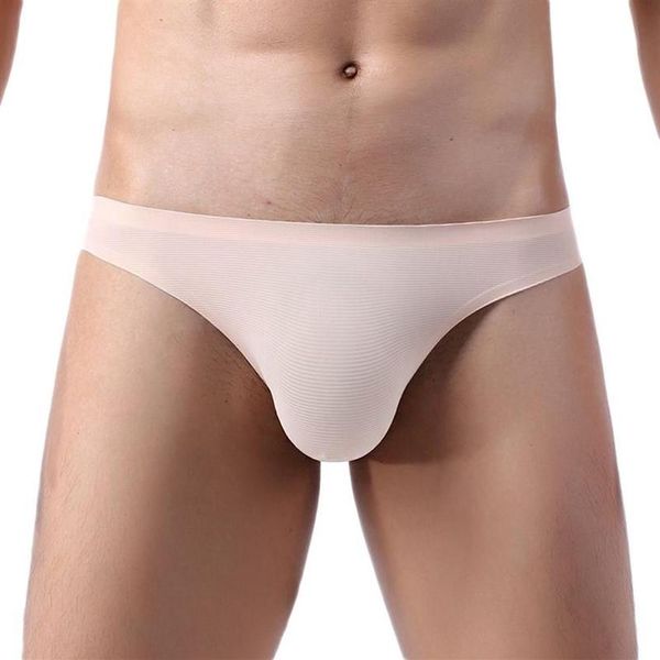 Sous-vêtements solides glace soie hommes sous-vêtements cool été grande poche de pénis hommes slips en nylon gay mâle sexy culotte sans couture lingerie203u