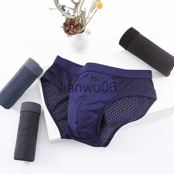 Caleçon Solide Hommes Été Glace Soie Sous-Vêtements Boxershorts Mémoires Sous-Vêtements Respirants Bambou Fibre De Carbone Antibactérien Creux Culotte J230713