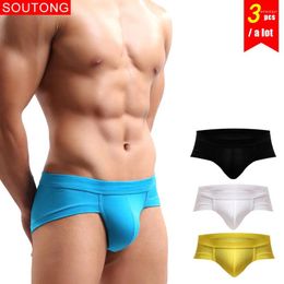 Sous-pants Soutong 3pcs / lot Mens Briefs sous-vêtements Couleur solide mâle modale mâle pour hommes homme sexy slip cueca gay culotte