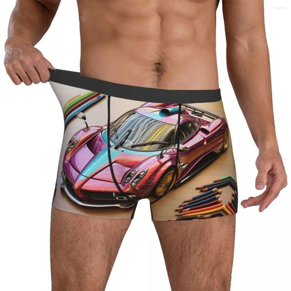 Sous-vêtements Speed Sports Car Sous-vêtements Crayon Art Coloré Dessin animé Design Trunk Homme Soft Boxer Brief Idée cadeau