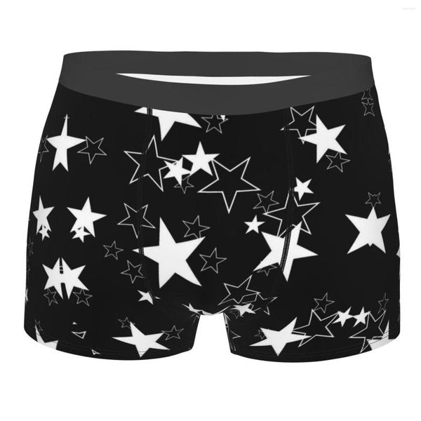 Calzoncillos Estrellas Blanco y negro Hombres Ropa interior sexy Boxer Hombre Niños Poliéster Estampado Calzoncillos suaves Boxershorts