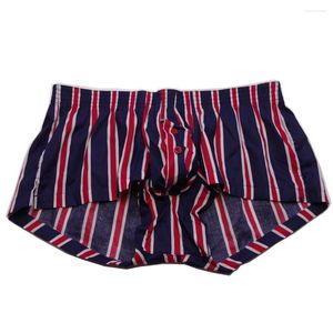 Caleçons Boxers rayés Shorts sous-vêtements pour hommes vêtements de détente pyjamas pochette pour pénis culotte masculine