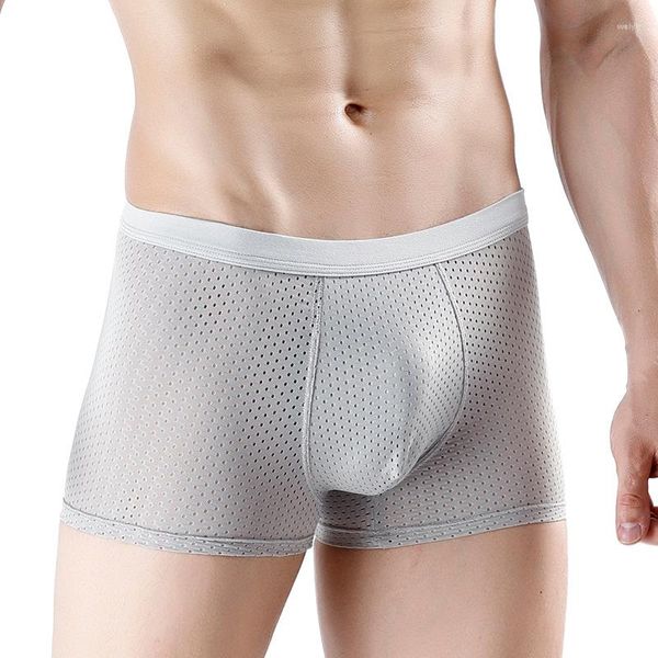 Caleçon été creux glace soie Boxer respirant hommes U convexe Sexy sous-vêtements hommes Modal 4XL