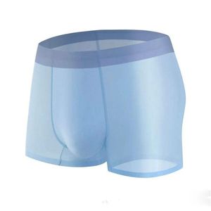 Caleçon été glace soie hommes sous-vêtements sans couture Transparent Boxer Shorts Ultra mince transparent respirant confortable hommes culottes