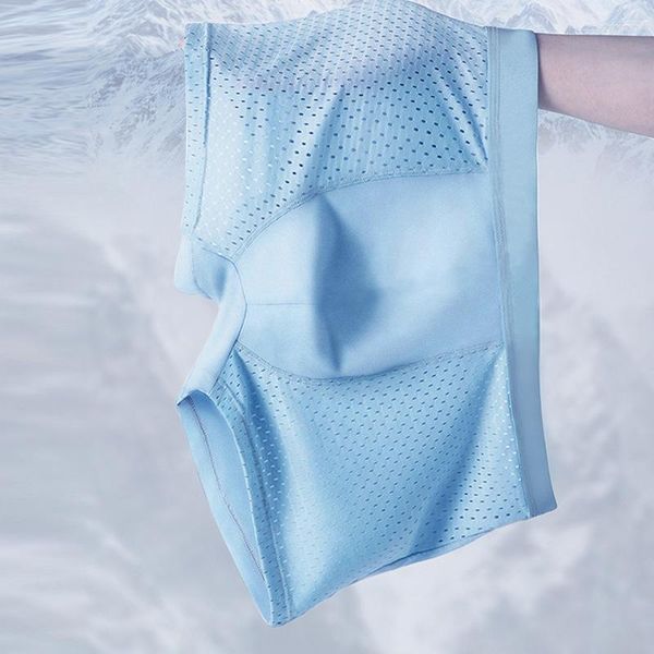 Calzoncillos de verano para hombre, ropa interior transparente sin costuras, calzoncillos Boxer de malla transpirable de secado rápido, calzoncillos de seda de hielo, bragas 3 uds