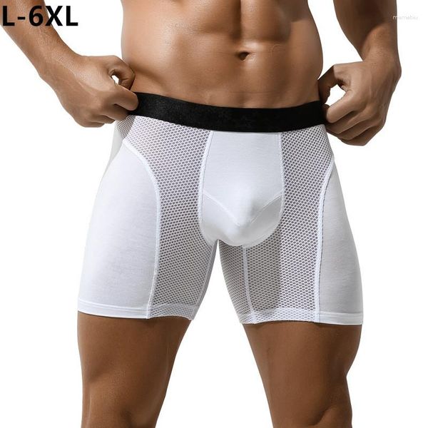 Calzoncillos de malla de verano para hombre, ropa interior transpirable, antimolienda, 6XL, 5XL, 4XL, boxers blancos, bragas jóvenes, calzoncillos, negro, azul, de talla grande