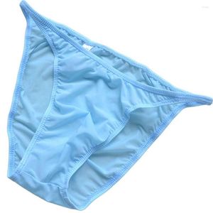 Onderbroek zomer Silky Briefs Men Sexy Underwear Bikini Trunks Low Taist Breamabele convex zakje slipjes Solid lingerie