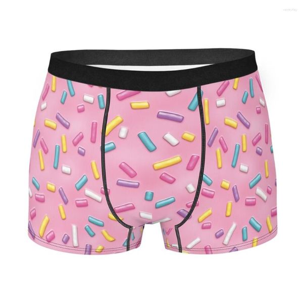 Calzoncillos Sweet Pink Donut Sprinkles Homme Bragas Ropa interior de hombre Pantalones cortos cómodos Calzoncillos bóxer