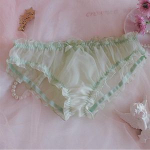 Onderbroeken Sweety Heren Boog-Knoop Roze Homo's Ondergoed Bloemen Kanten Zakje Sissy Panties Bikini Korte Sheer Mesh Transparant Sexy Lingerie 2023