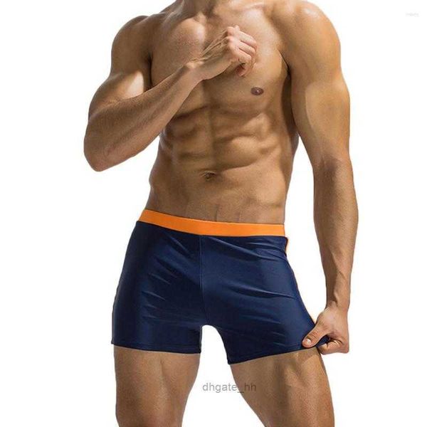 Calzoncillos Pantalones de natación para hombres Patchwork Ropa interior sexy para hombre Nylon Spandex Playa Surfing Swim Boxer Trunks Board Shorts W0325